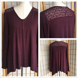 NWT Knox Rose Stretch Knit Lace Top SZ S